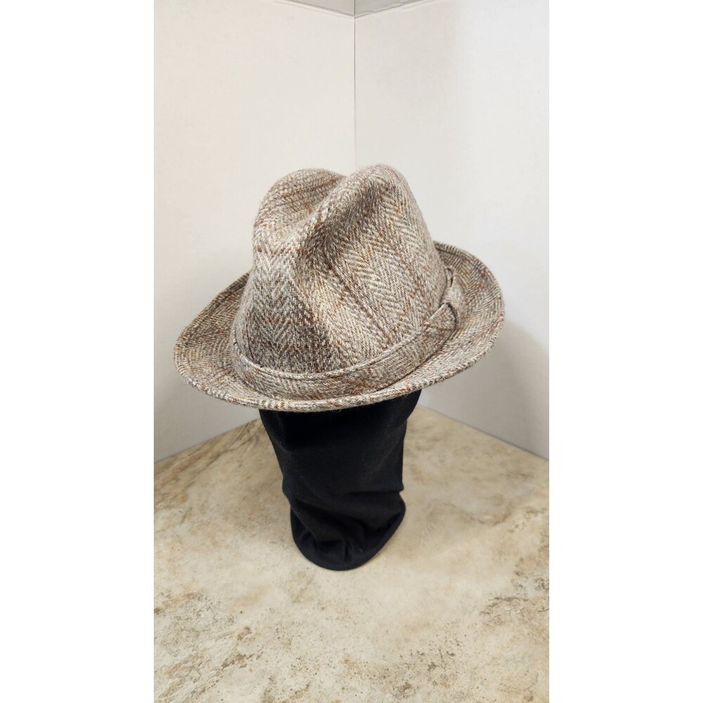 Vintage Stetson Men's Herringbone Tweed Fedora M 7-7 1/8 Water Repellent Liner